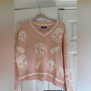 SHEIN womens pink skull sweater